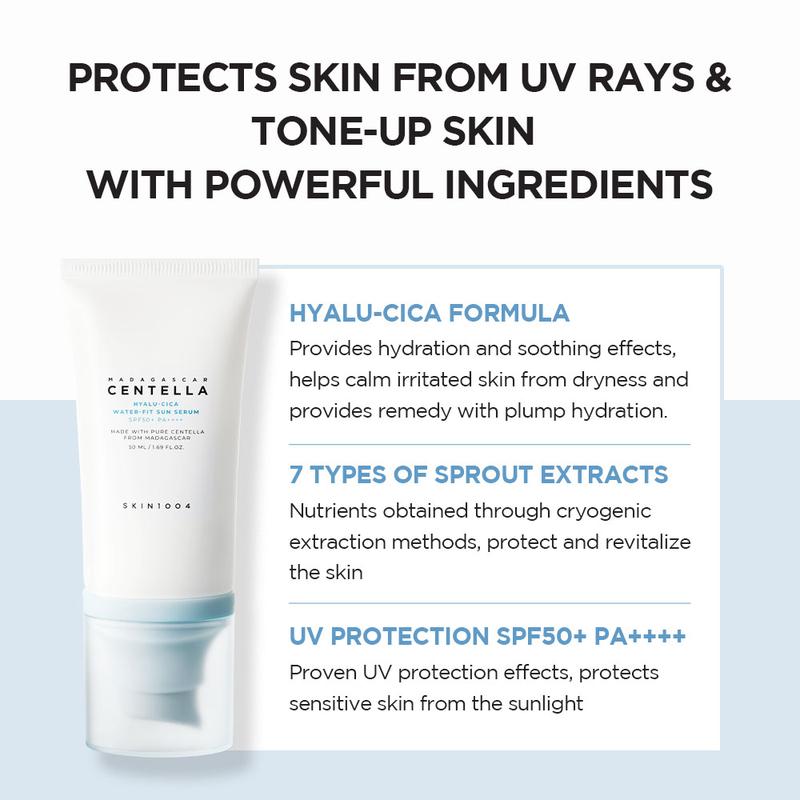 SKIN1004 Madagascar Centella Hyalu-Cica Water-Fit Sun Serum SPF50 PA++++ Hyaluronic Kering Berjerawat Wajah Facial - 4