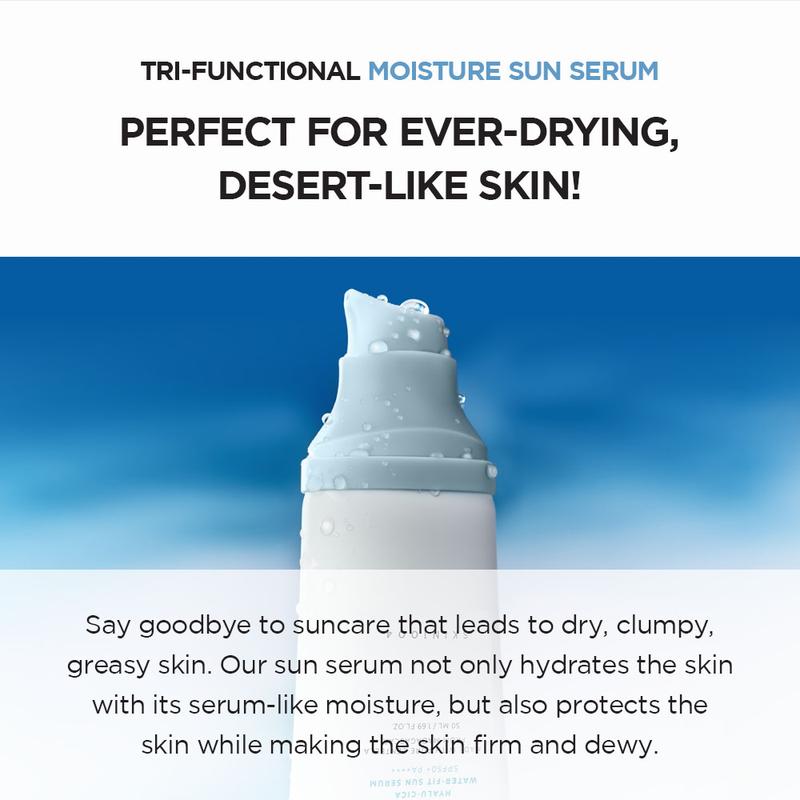 SKIN1004 Madagascar Centella Hyalu-Cica Water-Fit Sun Serum SPF50 PA++++ Hyaluronic Kering Berjerawat Wajah Facial - 5