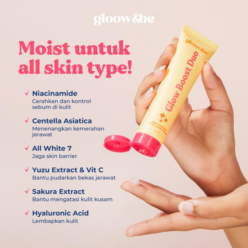 Limited Bundle Gloow&be Glass Skin Sunscreen SPF40PA+++ & Glow Boost Duo Moisturizer - 1