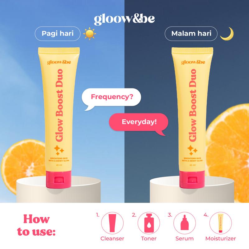 Limited Bundle Gloow&be Glass Skin Sunscreen SPF40PA+++ & Glow Boost Duo Moisturizer - 3