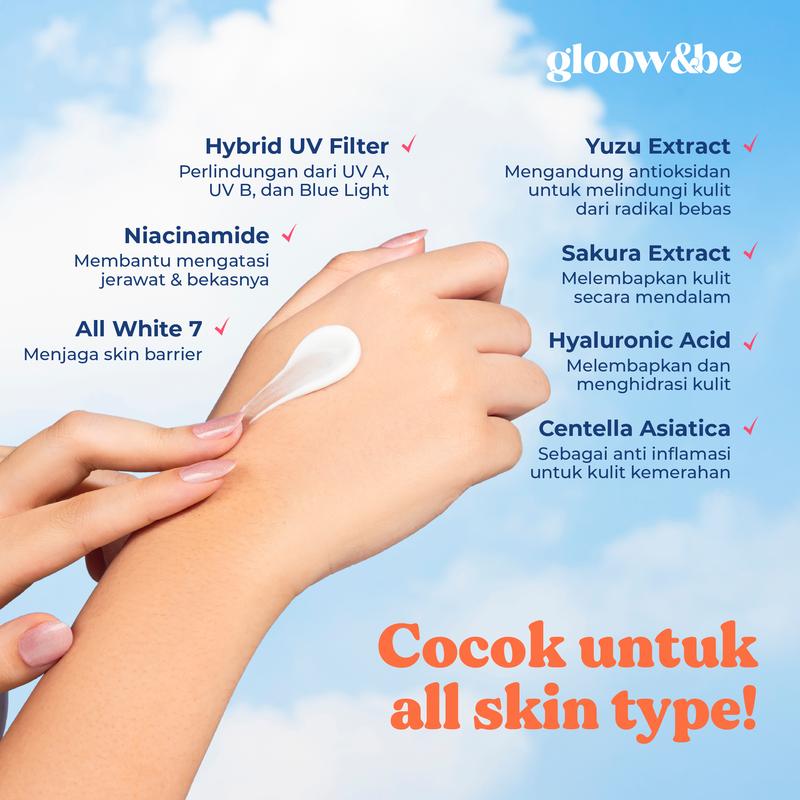 Limited Bundle Gloow&be Glass Skin Sunscreen SPF40PA+++ & Glow Boost Duo Moisturizer - 5