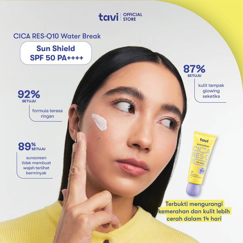 TAVI CICA RES-Q10 Water Break Sun Shield 40 ml - SPF 50 | Sunscreen Wajah Lightweight Menyegarkan | Sunblock Olahraga Berenang Lebaran Raya| Skin Tint Face Tint - 4