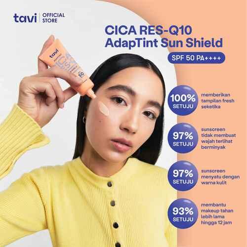 TAVI CICA RES-Q10 - AdapTint Sun Shield 40 ml & Water Break Sun Shield 40 ml - SPF 50 | Sunscreen Wajah Color Changing | Tinted Sunscreen Menutupi Pori | Sunscreen Wajah Lightweight Menyegarkan | Sunblock Olahraga Berenang - 5