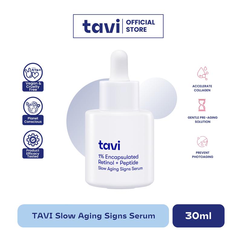 TAVI 1% Encapsulated Retinol + Peptide Slow Aging Signs Serum 30 ml - Retinol Pemula Mencegah Jerawat Dark Spot & Aging untuk Semua Jenis Kulit & Aman untuk Kulit Sensitif - #NoCekatCekit - 1