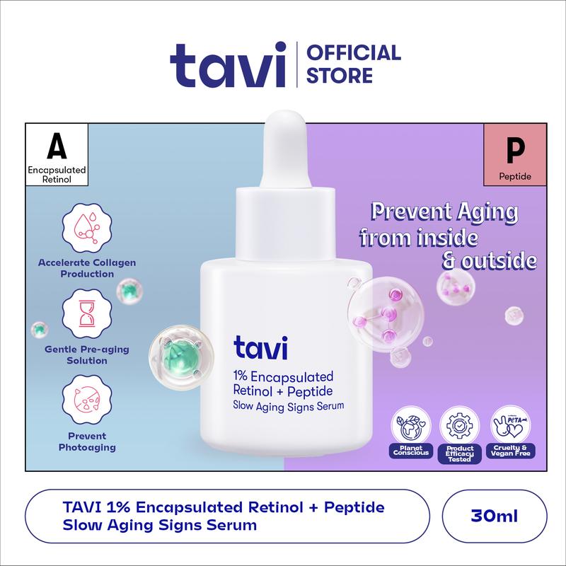 TAVI 1% Encapsulated Retinol + Peptide Slow Aging Signs Serum 30 ml - Retinol Pemula Mencegah Jerawat Dark Spot & Aging untuk Semua Jenis Kulit & Aman untuk Kulit Sensitif - #NoCekatCekit - 3