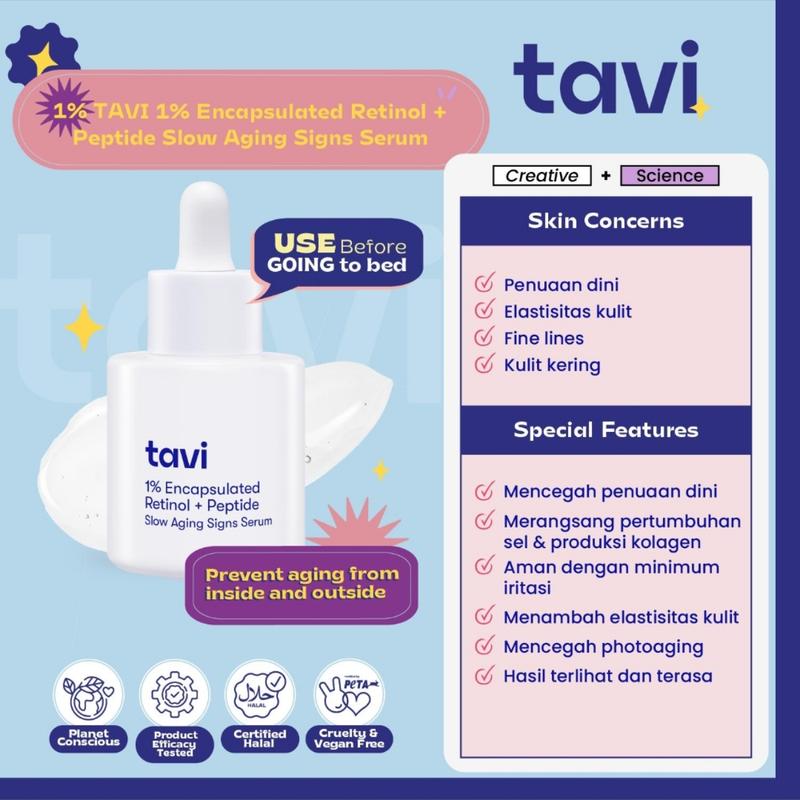 TAVI 1% Encapsulated Retinol + Peptide Slow Aging Signs Serum 30 ml - Retinol Pemula Mencegah Jerawat Dark Spot & Aging untuk Semua Jenis Kulit & Aman untuk Kulit Sensitif - #NoCekatCekit - 4