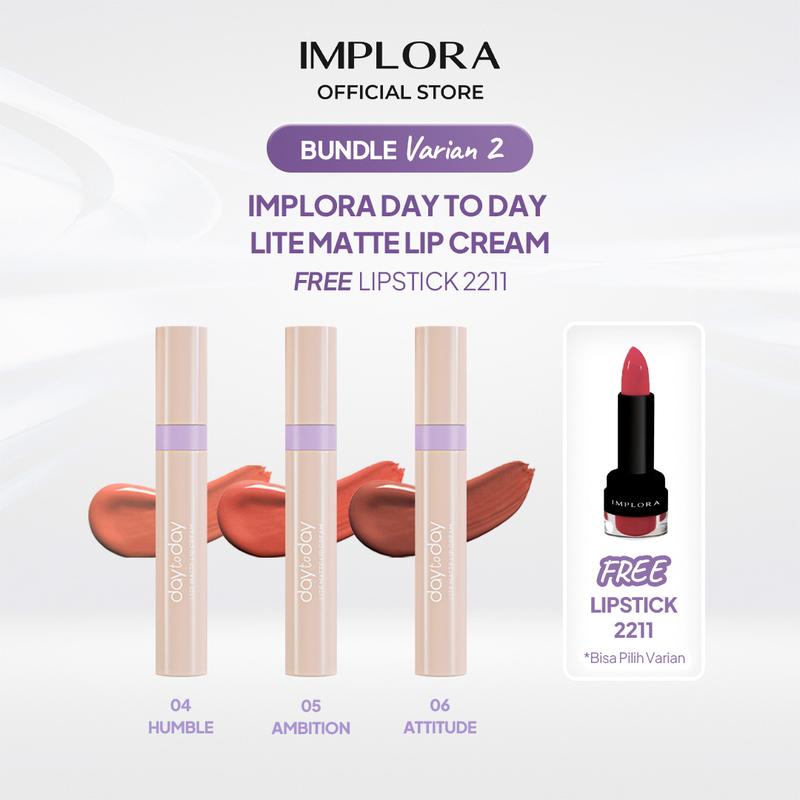 [Buy 3 get 1] Implora Day to Day Lite Matte Lip Cream Free Lipstick 2211 - 3