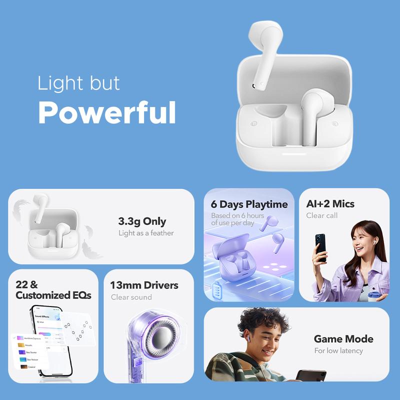 (New Launch) Soundcore K20i Earbuds Bluetooth 5.3 Earphones 36 PlayTime Bluetooth 13mm Drivers Game Mode TWS-A3994 - 1