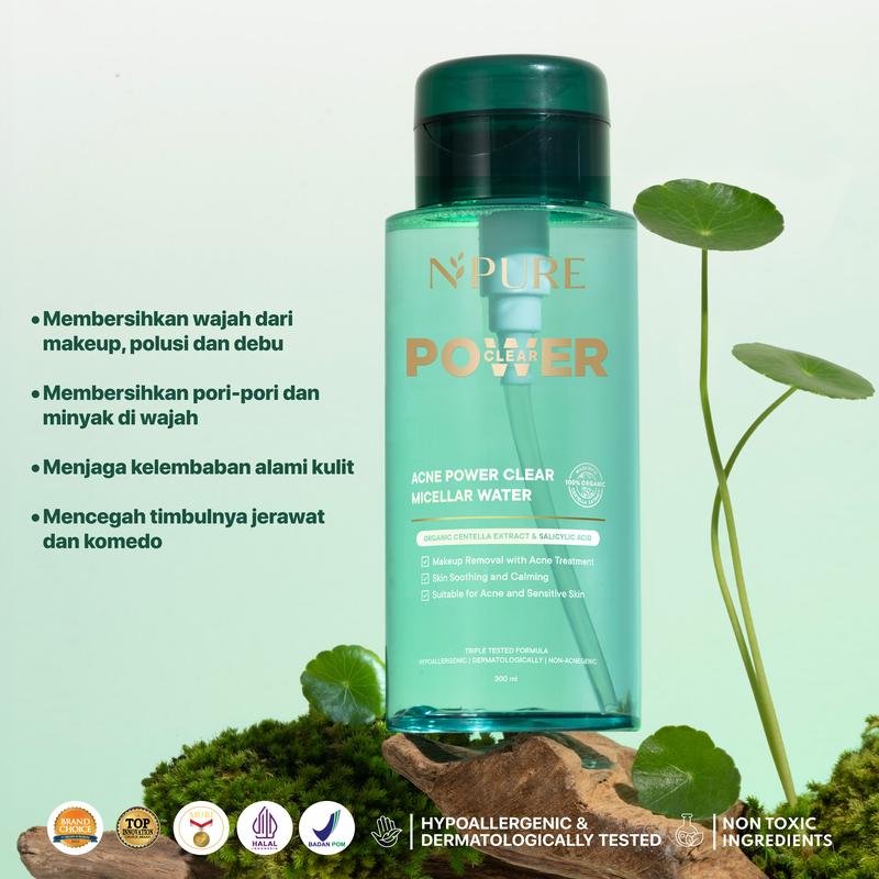 【Full Size Bundle】【New 】NPURE Bundle Cica Acne Face Toner 150ml + Acne Power Clear Micellar Water 300ml / Pembersih Wajah / acne skincare - 2