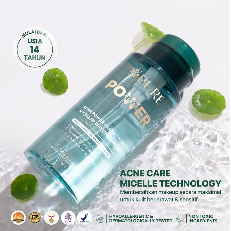 【Full Size Bundle】【New 】NPURE Bundle Cica Acne Face Toner 150ml + Acne Power Clear Micellar Water 300ml / Pembersih Wajah / acne skincare - 3