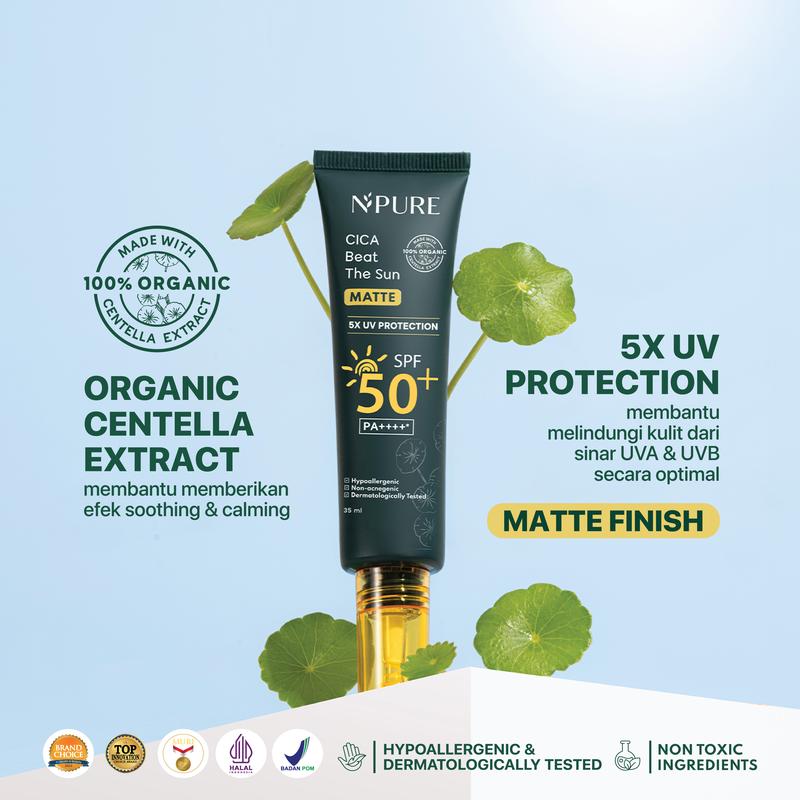 【Bundle Full SIze】Cica Toner 150ml + Cica Sunscreen Beat The Sun Matte / Kulit berjerawat / kombinasi / berminyak Mencerahkan Wajah Hydrating - 2