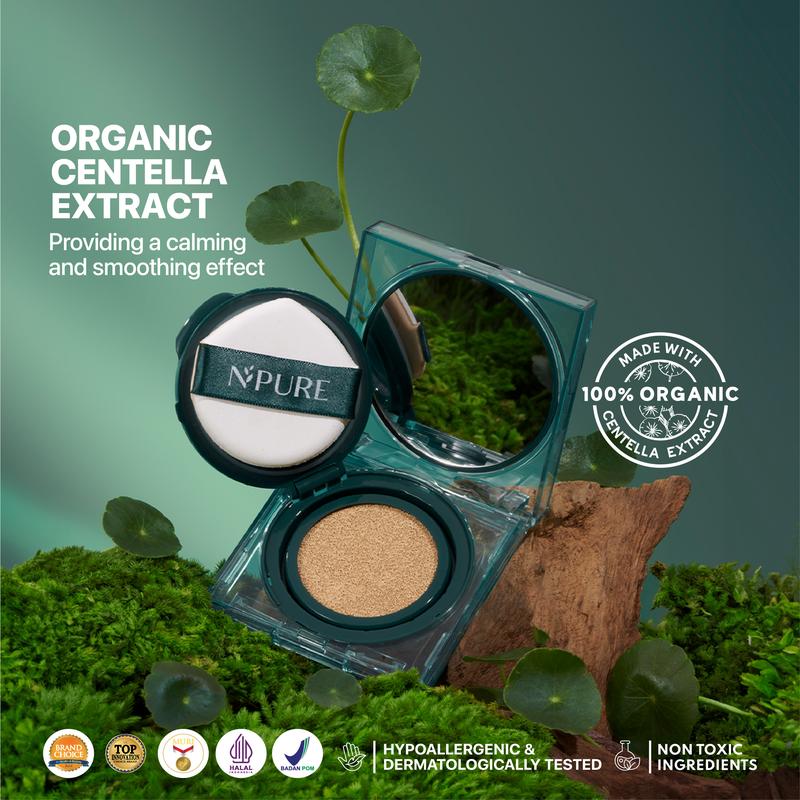 【Cushion】NPURE Centella Asiatica Flawless Matte Power Cushion / Cushion Kulit Jerawat / Skincare Infused / Hypoallergenic / Dermatologically / Non-Acnegenic / Foundation Wajah / Concealer Berjerawat / Long Lasting - 4