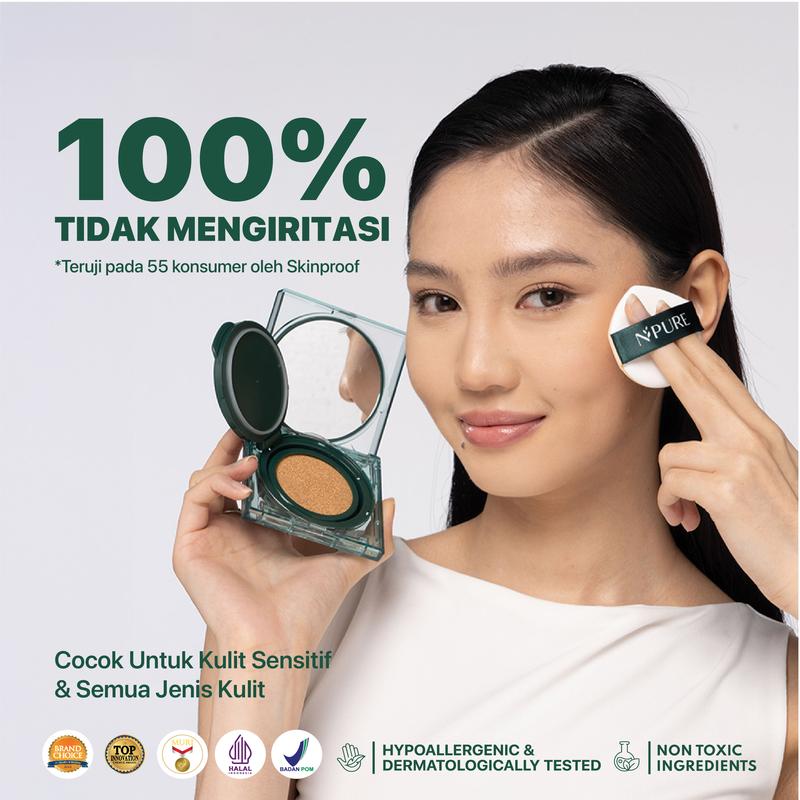 【Cushion】NPURE Centella Asiatica Flawless Matte Power Cushion / Cushion Kulit Jerawat / Skincare Infused / Hypoallergenic / Dermatologically / Non-Acnegenic / Foundation Wajah / Concealer Berjerawat / Long Lasting - 5