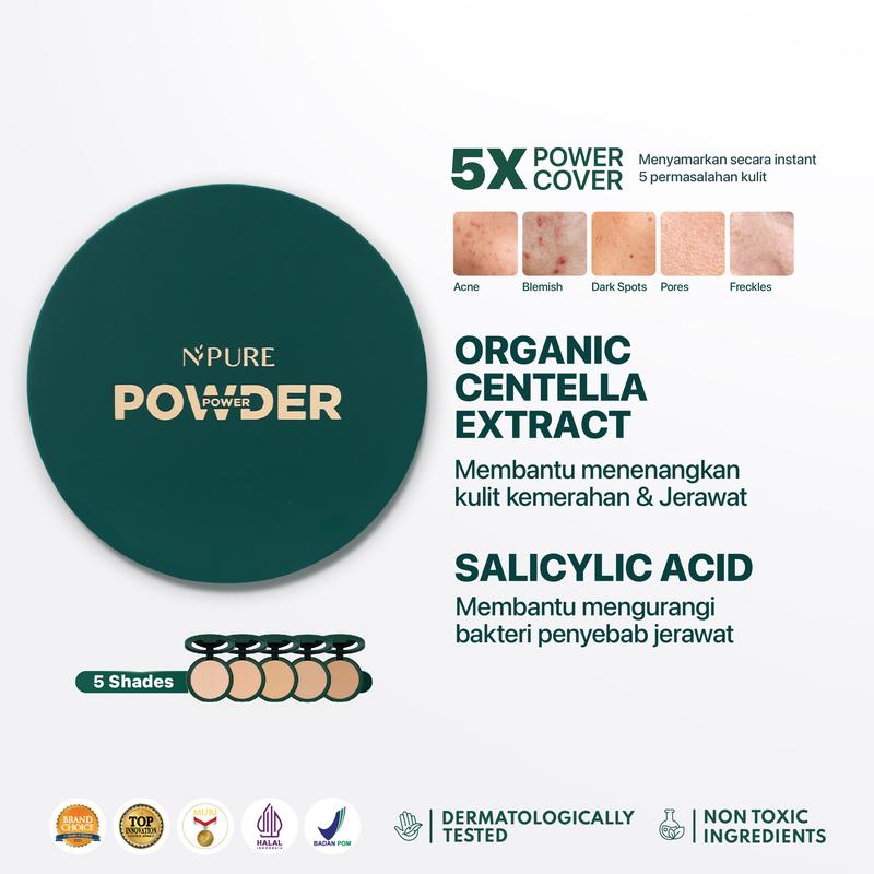 【Power Powder】NPURE Acne Power Cover Powder / Bedak Cover Jerawat / Powder Fondation / Powder For Acne Skin / Bedak Kulit Berjerawat / Compact powder/ Bedak Aman Wajah Kering Almond - 1