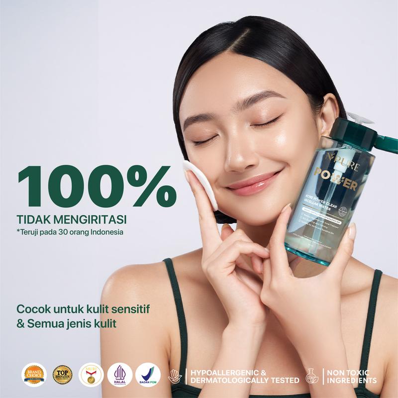 【FREE Sunscreen Glow 2ml】NPURE Acne Power Clear Micellar Water 100ml /Pembersih Wajah / pembersih makeup / npuremicellarwater / npurepowerclear / powerclear / Memudarkan / Membersihkan / Cleanser /Berjerawat / Remover / Cleansing - 4