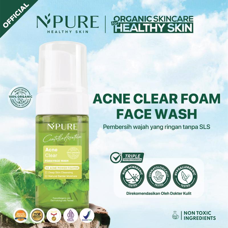 【CICA】NPURE Acne Clear Foam Face Wash / Acne Facial Foam / Sabun Muka Jerawat Berminyak / sabun muka berjerawat/ Mencerahkan/acne soothing face wash/sabun muka/face wash/skincare muka berminyak/ daily facial wash/ - 1