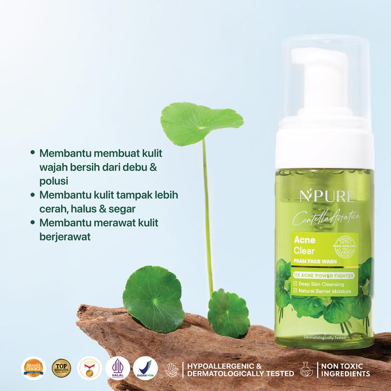 【CICA】NPURE Acne Clear Foam Face Wash / Acne Facial Foam / Sabun Muka Jerawat Berminyak / sabun muka berjerawat/ Mencerahkan/acne soothing face wash/sabun muka/face wash/skincare muka berminyak/ daily facial wash/ - 3