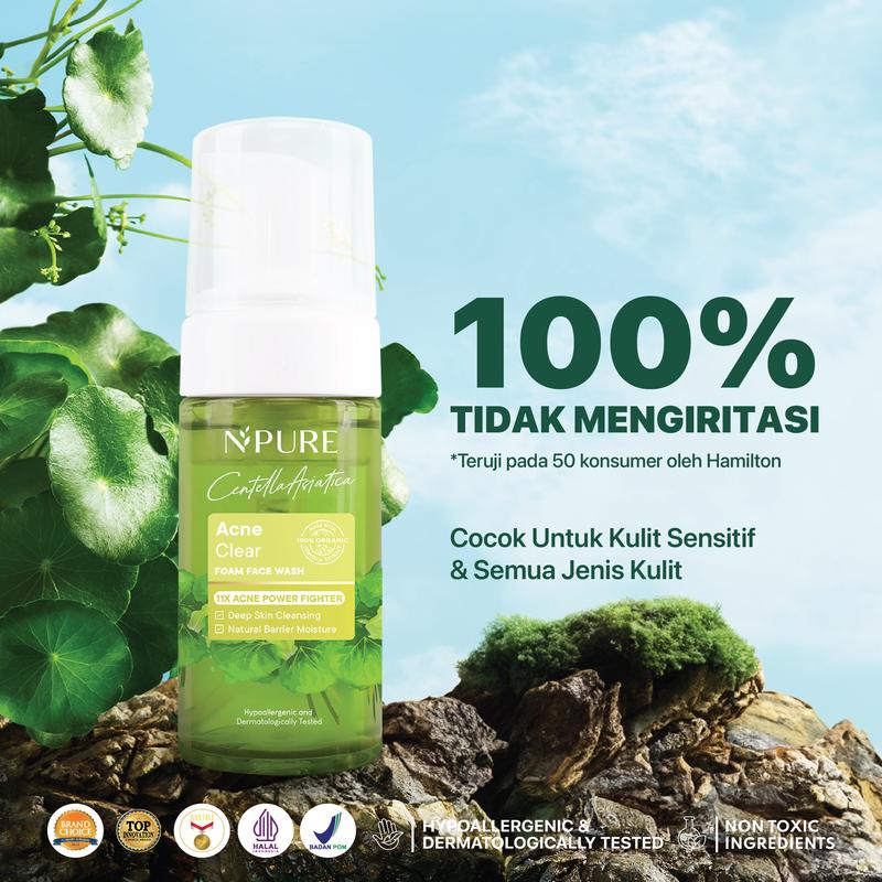 【CICA】NPURE Acne Clear Foam Face Wash / Acne Facial Foam / Sabun Muka Jerawat Berminyak / sabun muka berjerawat/ Mencerahkan/acne soothing face wash/sabun muka/face wash/skincare muka berminyak/ daily facial wash/ - 4