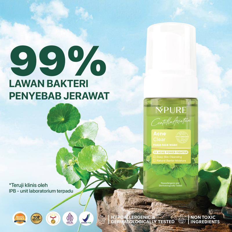 【CICA】NPURE Acne Clear Foam Face Wash / Acne Facial Foam / Sabun Muka Jerawat Berminyak / sabun muka berjerawat/ Mencerahkan/acne soothing face wash/sabun muka/face wash/skincare muka berminyak/ daily facial wash/ - 5