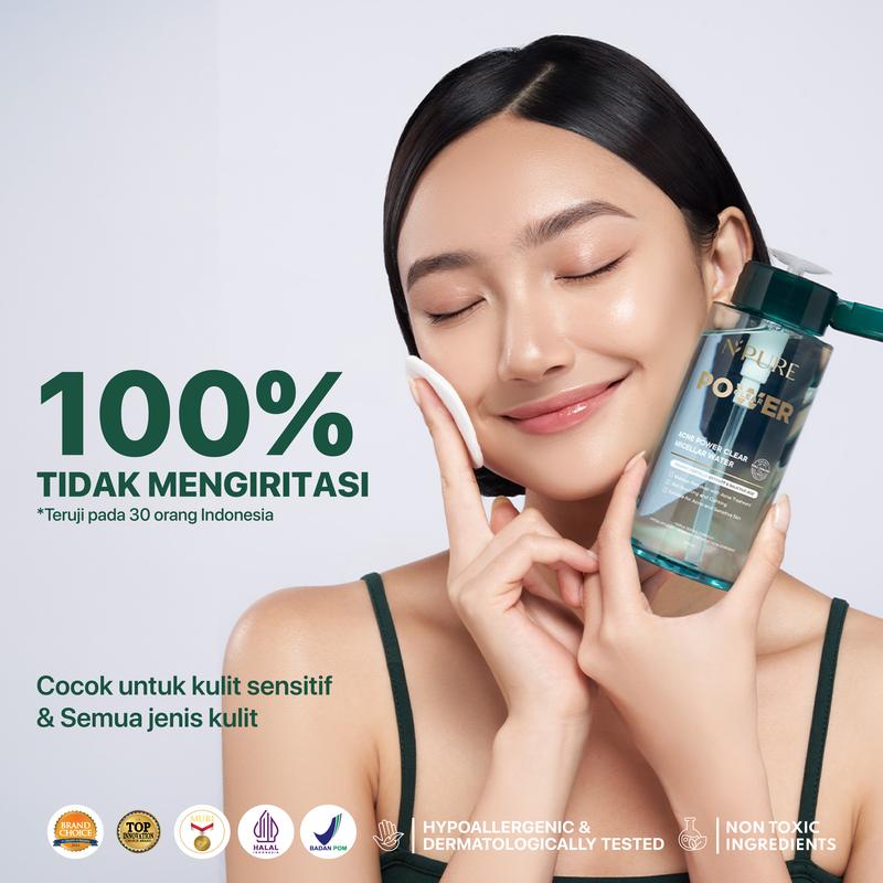 【FREE Cotton Pad】NPURE Acne Power Clear Micellar Water 300ml /Pembersih Wajah / pembersih makeup / npuremicellarwater / npurepowerclear / powerclear / Memudarkan / Membersihkan / Cleanser - 5