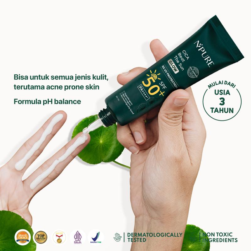 【TWINPACK SUNSCREEN】NPURE Sunscreen Cica Beat The Sun / Sunscreen Hypoallergenic / SPF 50 PA ++++ / Kulit Kering Jerawat Facial Extract Hitam Vitamin Bruntusan Wajah - 2
