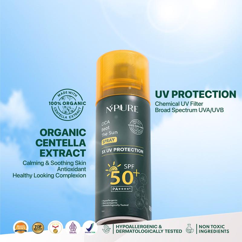 【Sunscreen Kit】NPURE Bundle Cica Beat The Sun Spray SPF 50+ dan PA++++ + Sunscreen Matte/Glow/ Sunscreen Spray / Sunscreen Organic Centella Extract /Sunscreen Kulit jerawat dan beruntusan / Sunscreen kulit normal / - 2