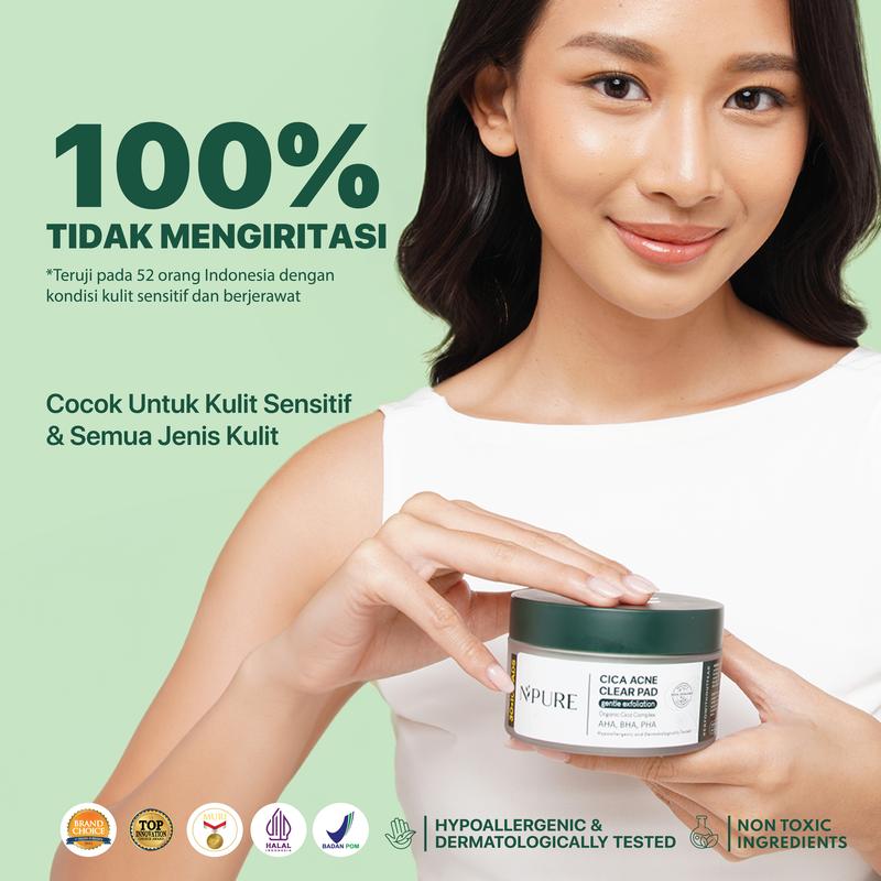 【CICA Pad】NPURE Acne Clear Pad 40pds / Kapas Eksfoliasi Kulit Jerawat / Acne Exfoliating Pad (40 pads) /eksfoliasi/kapas eksfoliasi/eksfoliasi wajah/skincare viral/eksfoliaasi viral/mengangkat sel kulit mati/skincare berjerawat/kulit normal - 3