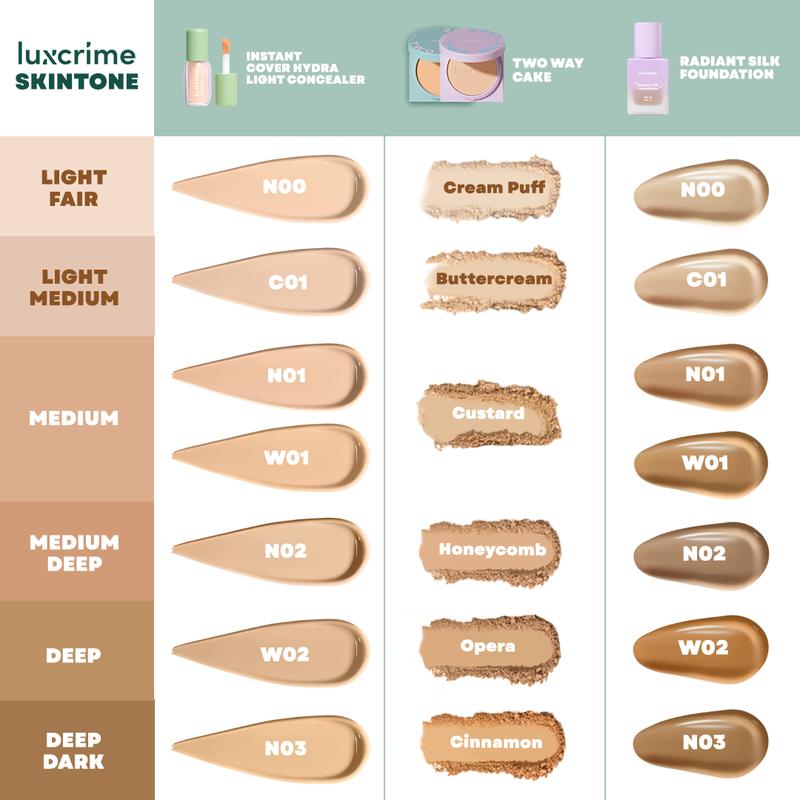 [COMPLEXION SET] Radiant Silk Foundation + Instant Cover Hydralight Concealer - 1