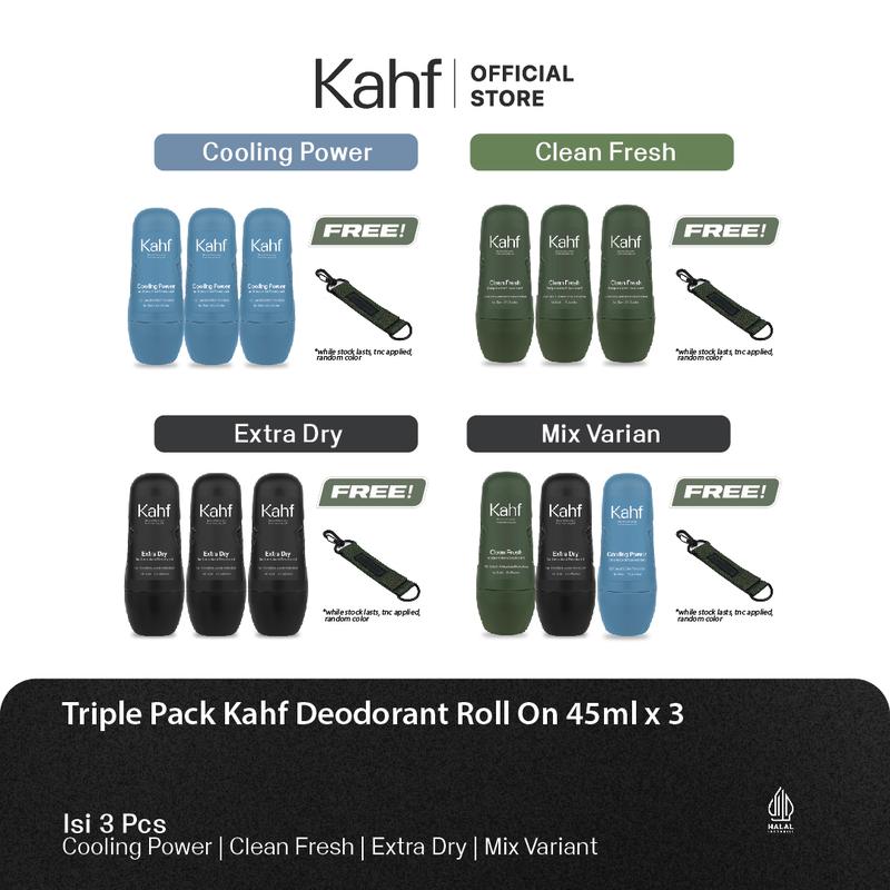 Triple Pack Kahf Deodorant Roll On 45ml x 3 - 1