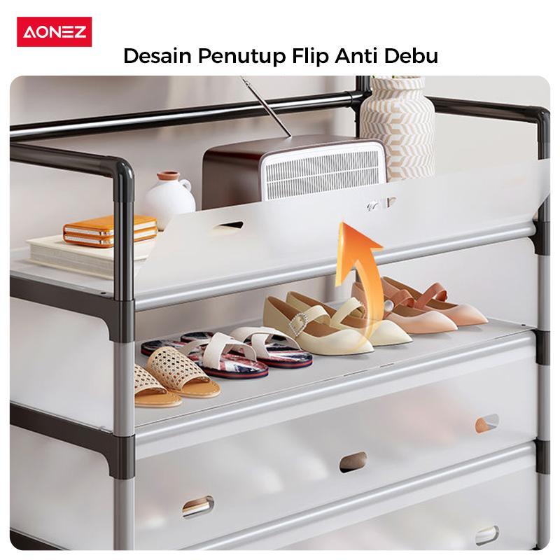 【Tahan debu】【Full cover】【Instal 1 menit】【COD】【24H Shipping】Aonez Rak sepatu dan topi anti debu Rak Gantungan Baju Stand Hanger Rak Sepatu Penyimpanan Jaket Topi Rak Jemuran Baju Rak Sepatu Sandal Rak - 5