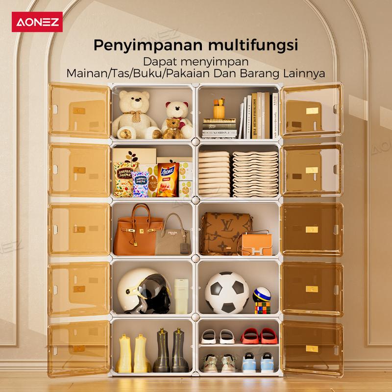 【30Hari Garansi】 AONEZ Rak Sepatu Tertutup 8 Slot - Lemari Sepatu Transparan Anti Debu untuk Penyimpanan Sepatu dan Tas di Rumah - 2