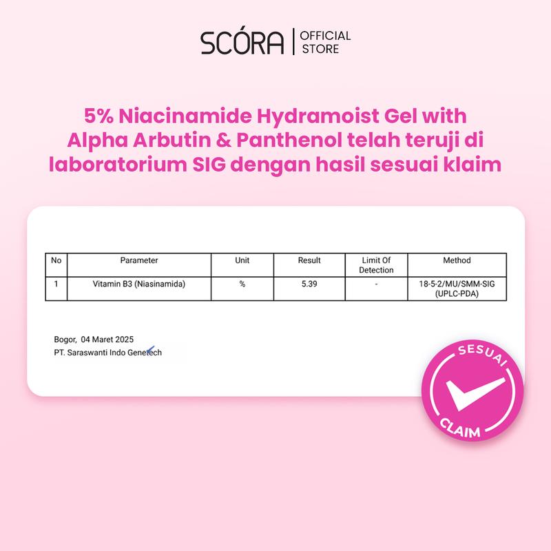 [NEW] SCORA 5% niacinamide Hydramoist Gel with Alpha Arbutin & Panthenol 45Ml - 1