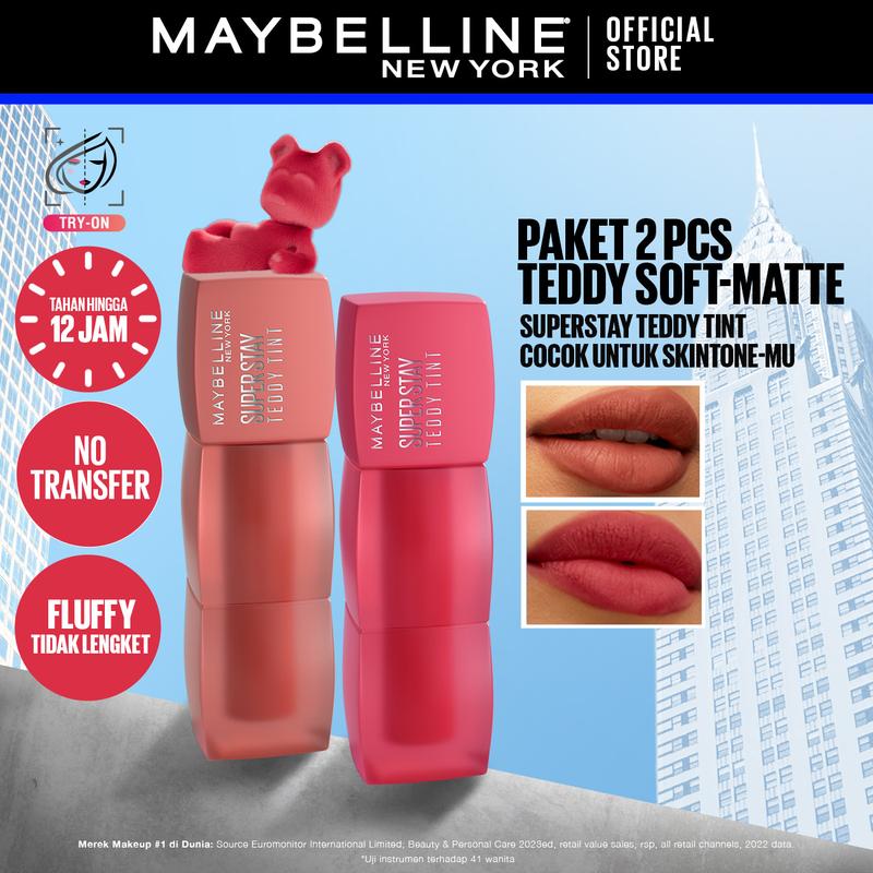 MAYBELLINE Superstay Teddy Tint 2 pcs 5 mL -Kulit Cerah Teddy Soft Matte - 1