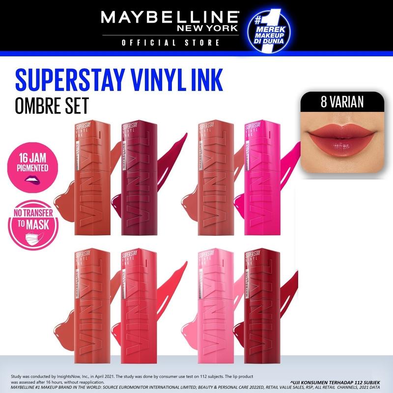 MAYBELLINE Paket Hemat Superstay Vinyl Ink 2 pcs Ombre Set Lipstick Long Lasting - 1