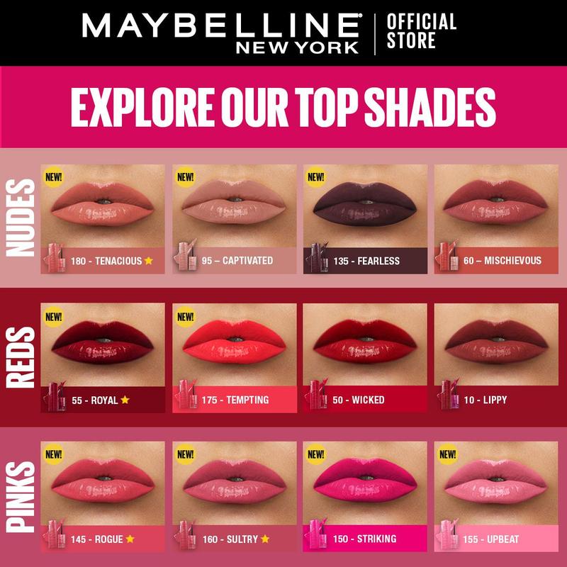 MAYBELLINE LIP KIT Superstay Vinyl Ink 3 pcs -Shiny Pigmented Liquid Lipstik Lipstick Make Up Lipcream - 5