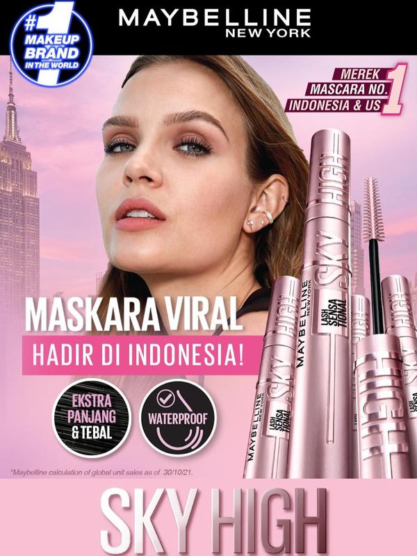 MAYBELLINE Sky High Waterproof Mascara 6ml -Maskara Eye Make up Black Bulu Mata Panjang Tebal Tahan 24 Jam - 5
