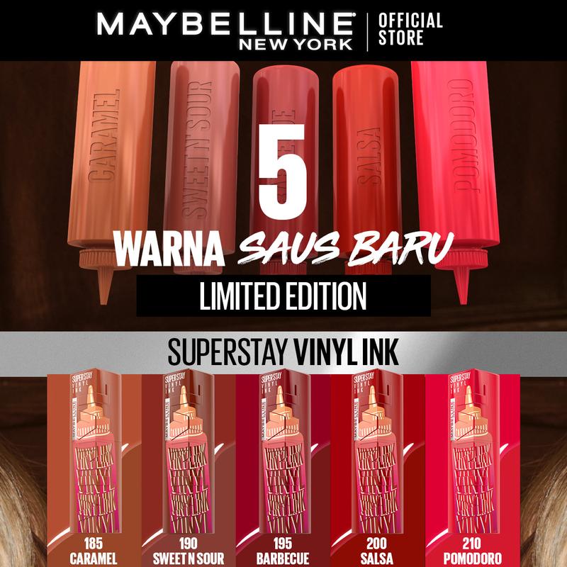 MAYBELLINE Superstay Vinyl Ink 4.2 ml - Shiny Pigmented Liquid Lipstik Lipstick Make Up Lipcream Longlasting - 1