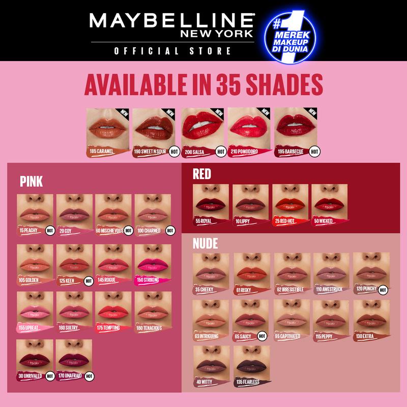 MAYBELLINE Superstay Vinyl Ink 4.2 ml - Shiny Pigmented Liquid Lipstik Lipstick Make Up Lipcream Longlasting - 5