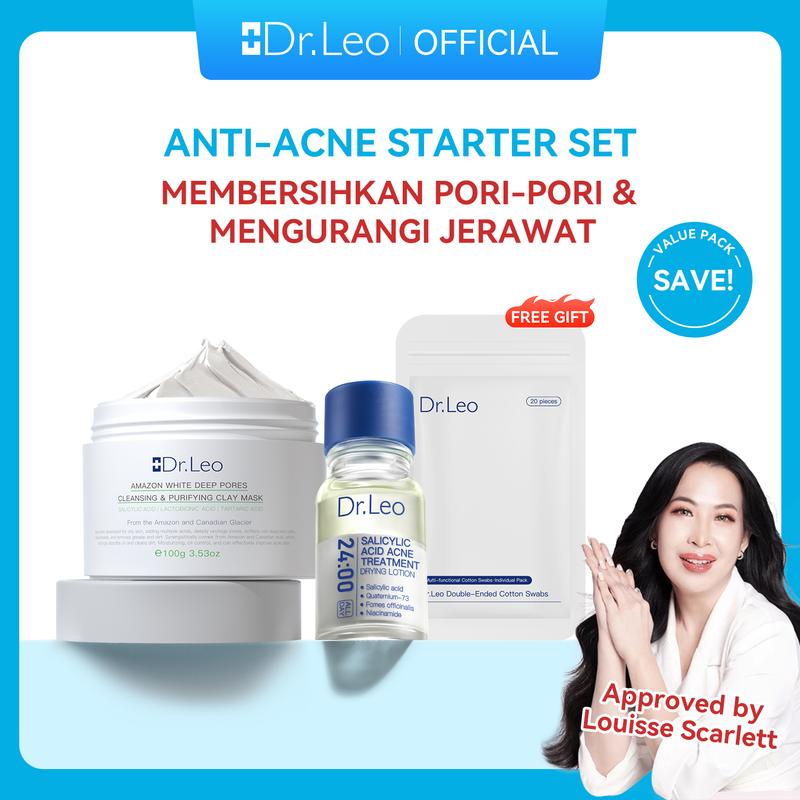 Dr. Leo 2 In 1 Anti Acne Cleansing Set Acne Drying Lotion 10 ml + Clay Mask 100 g