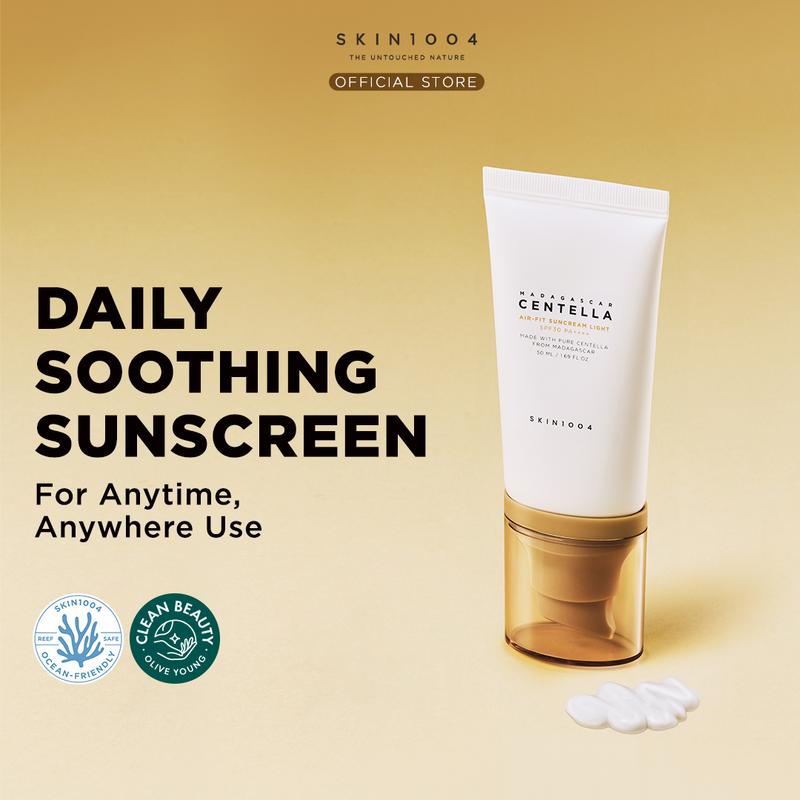 SKIN1004 Madagascar Centella Air-Fit Suncream Light SPF30 PA++++ Mencerahkan Berminyak Muka Perawatan Sunscreen
