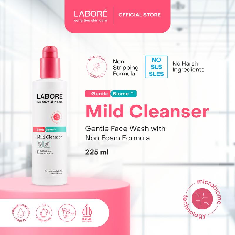 Labore GentleBiomeTM Mild Cleanser for Sensitive Skincare 225ml - Face Wash | Sabun Pembersih Wajah untuk Kulit Sensitif (Non-Comedogenic & Non-Acnegenic)
