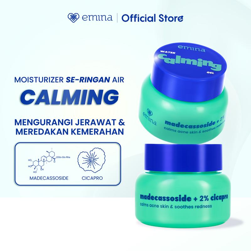 Emina Water Calming Gel Moisturizer 30g | Mengurangi Jerawat & Meredakan Kemerahan, Soothing, untuk Kulit Berminyak/Sensitive, Pelembab Seringan Air