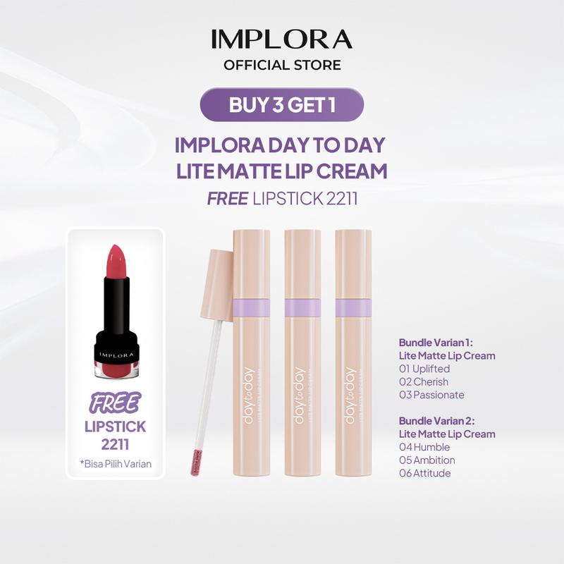 [Buy 3 get 1] Implora Day to Day Lite Matte Lip Cream Free Lipstick 2211