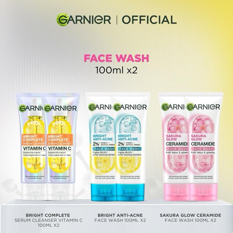 GARNIER - Facial Foam - Sabun Wajah All Variant Twinpack - Brightening - Acne - Skin Barrier - Jerawat