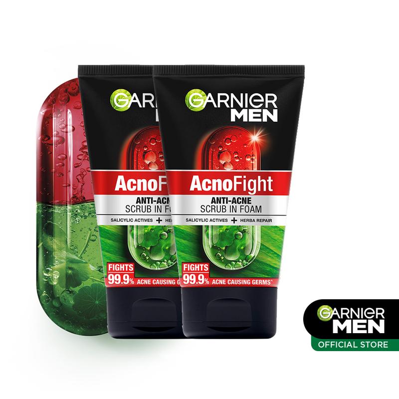Garnier Men ISI 2 Facial Foam 100ml (Acno Fight & Turbo Light) Twinpack