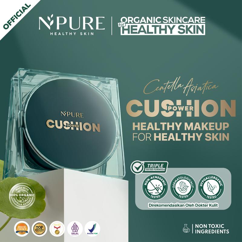 【Cushion】NPURE Centella Asiatica Flawless Matte Power Cushion / Cushion Kulit Jerawat / Skincare Infused / Hypoallergenic / Dermatologically / Non-Acnegenic / Foundation Wajah / Concealer Berjerawat / Long Lasting