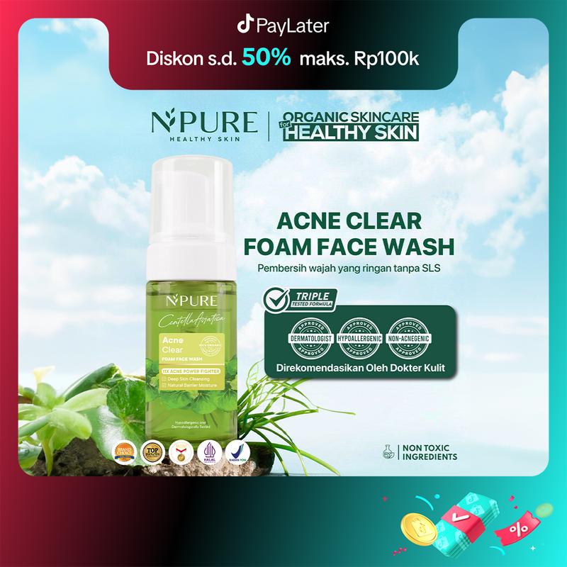 【CICA】NPURE Acne Clear Foam Face Wash / Acne Facial Foam / Sabun Muka Jerawat Berminyak / sabun muka berjerawat/ Mencerahkan/acne soothing face wash/sabun muka/face wash/skincare muka berminyak/ daily facial wash/