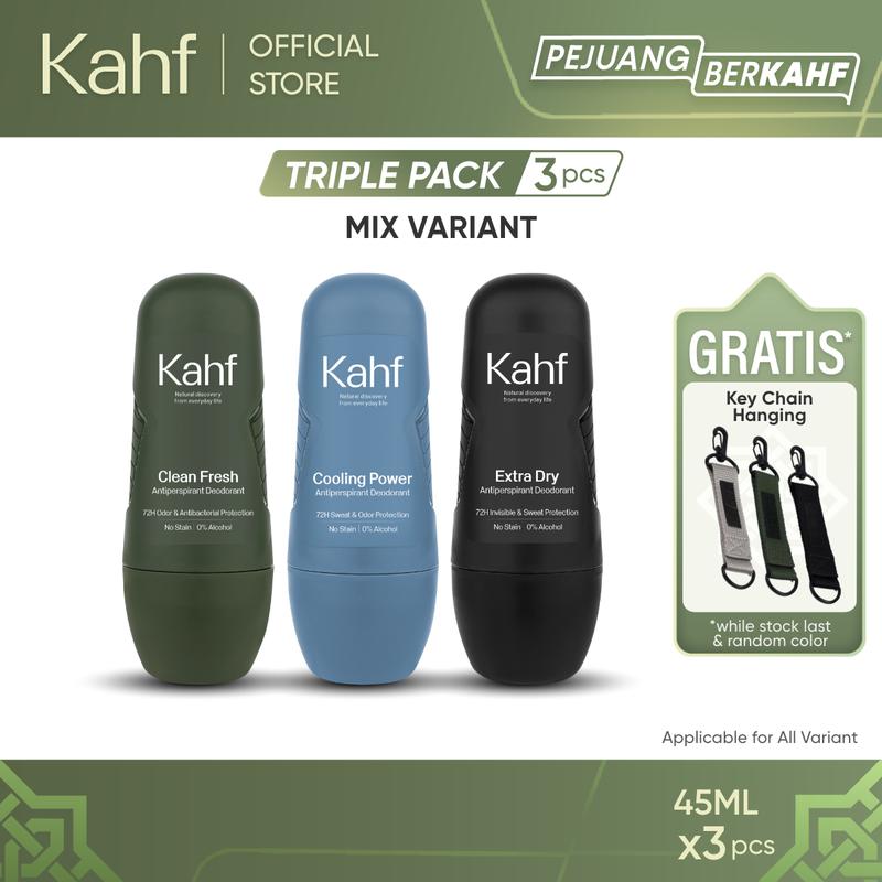 Triple Pack Kahf Deodorant Roll On 45ml x 3