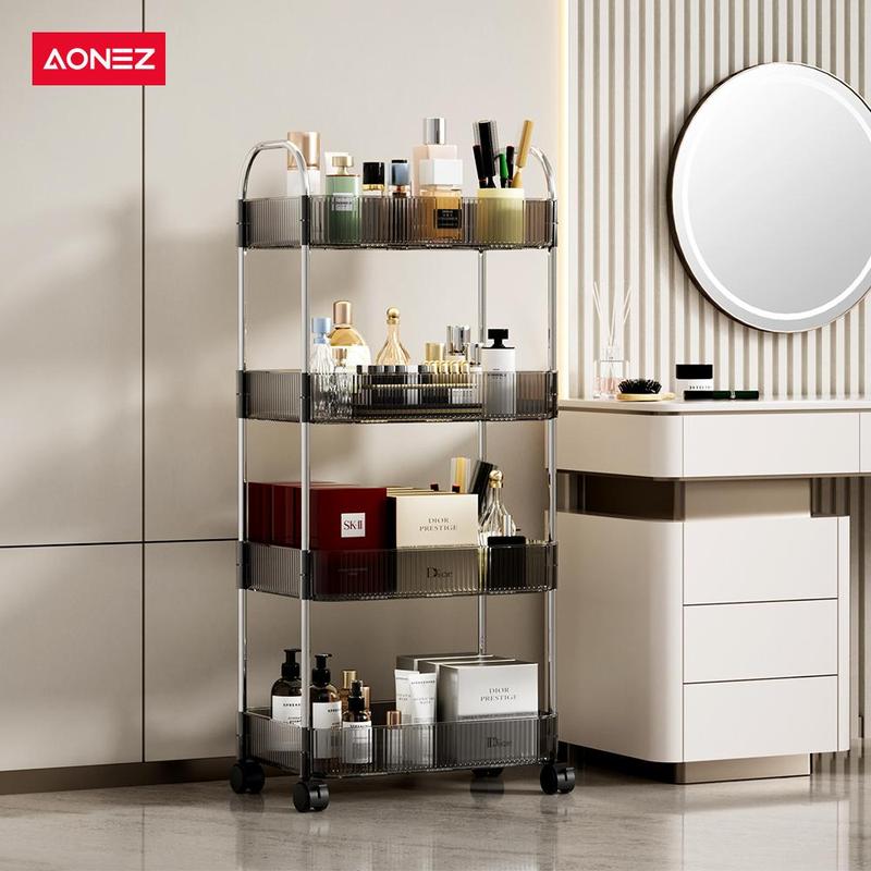 【30 day grantee】【 COD 24 Shipping】Aonez Rak Makeup Stainless Rak Susun Aesthetic Rak Dapur Serbaguna Rak Kamar Mandi dengan Roda dan Pegangan rak skincare rak meja aesthetic