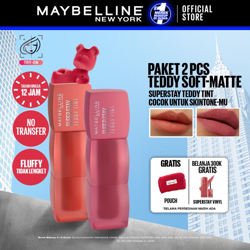 MAYBELLINE Superstay Teddy Tint 2 pcs 5 mL -Kulit Cerah Teddy Soft Matte